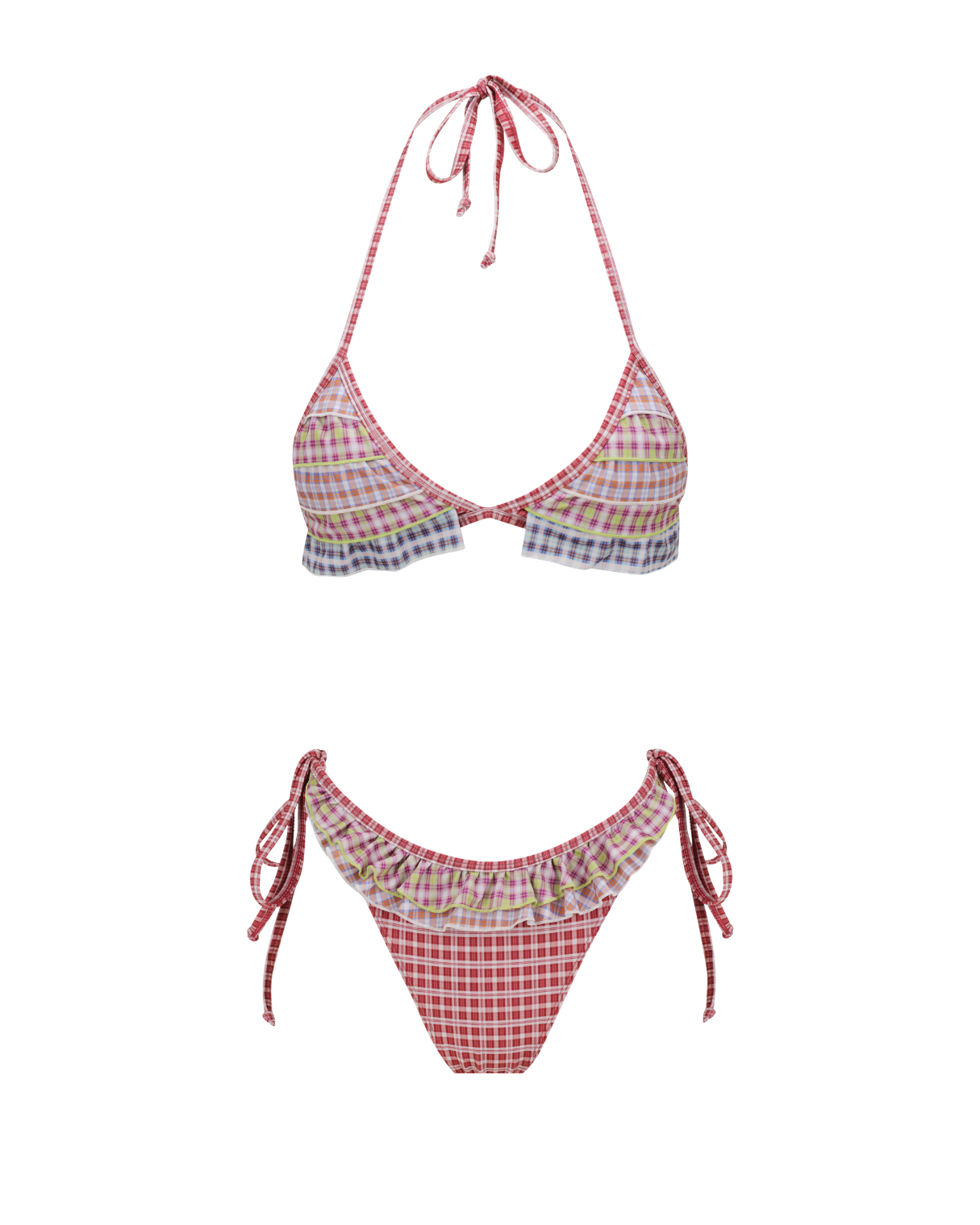 Lucky Ruffle Plaid Tie Bottoms