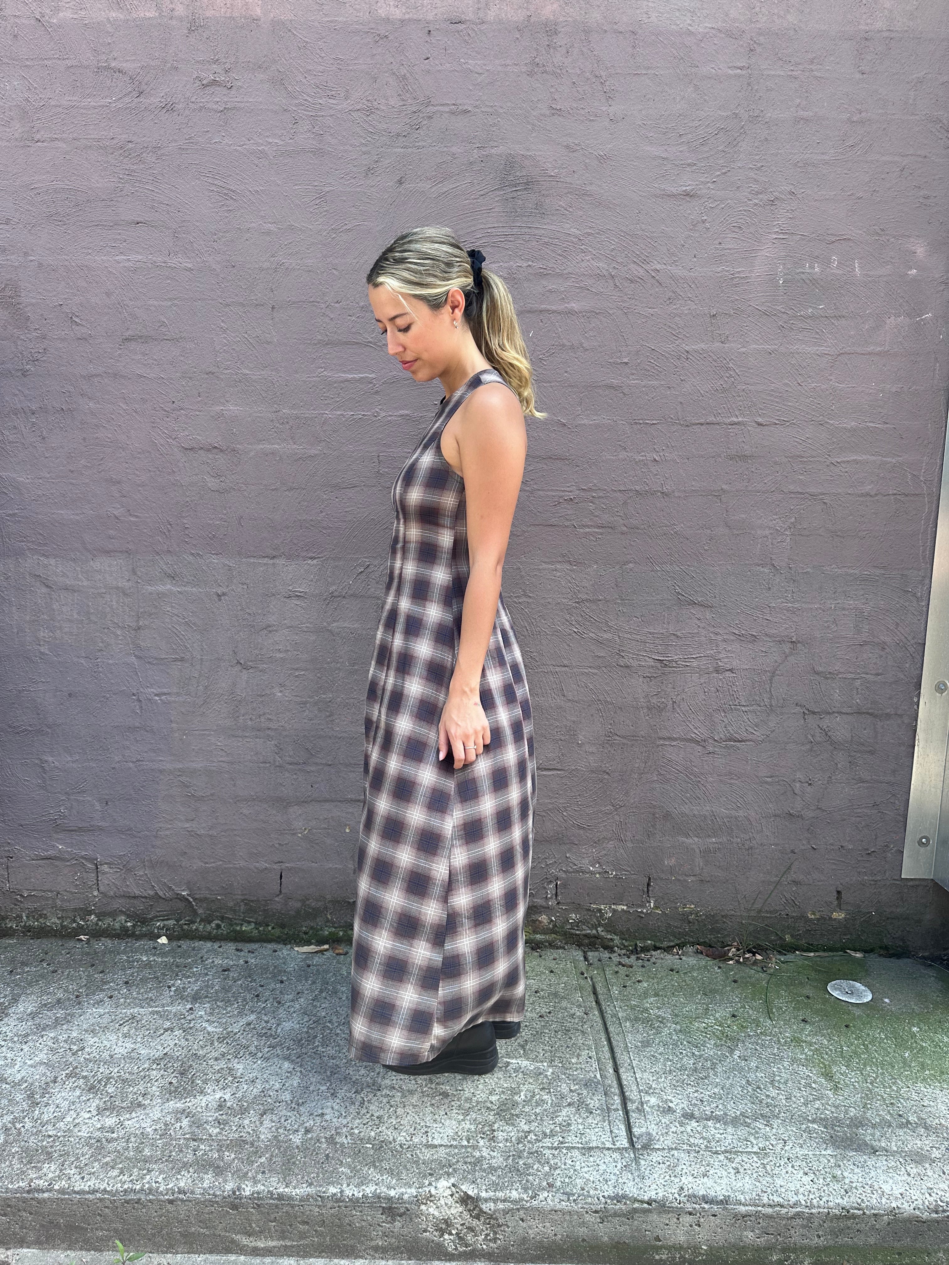 Lou lou plaid midi dress best sale