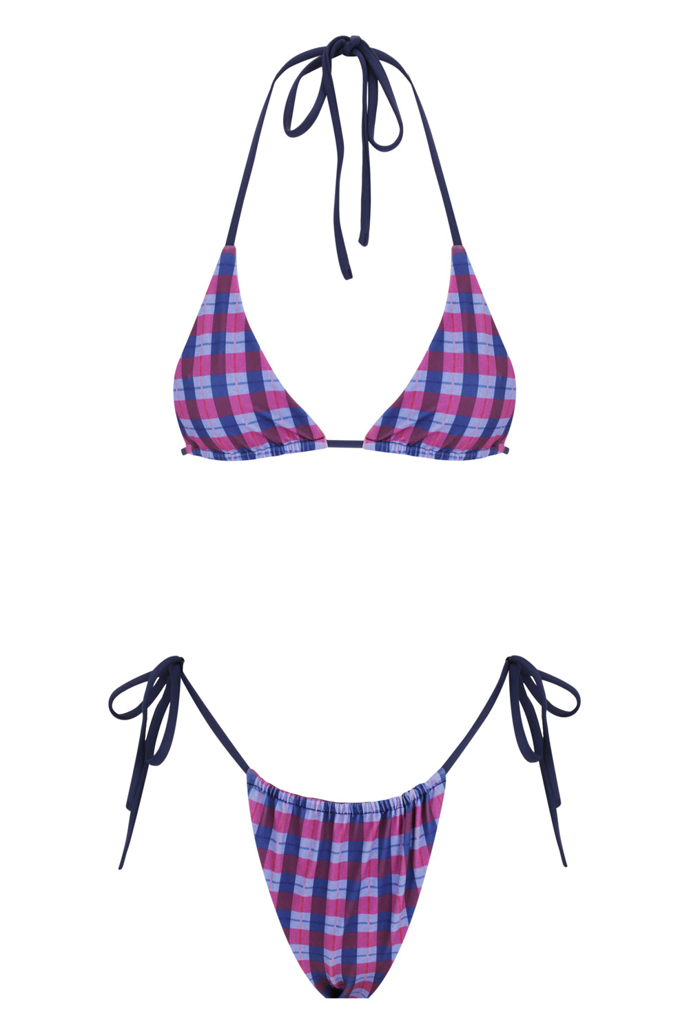 Berry Plaid Tie Side Bottoms